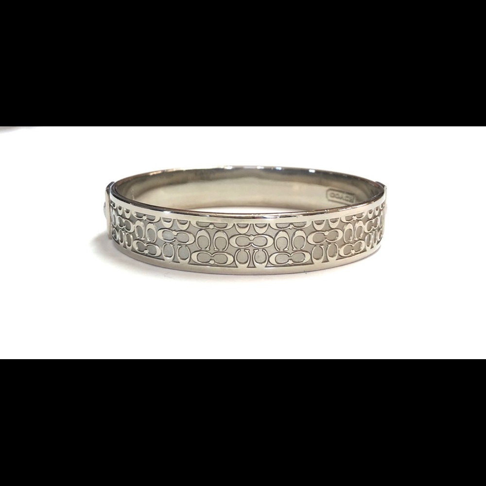 Coach Pattern Silver Tone Bangle Bracelet - image 4